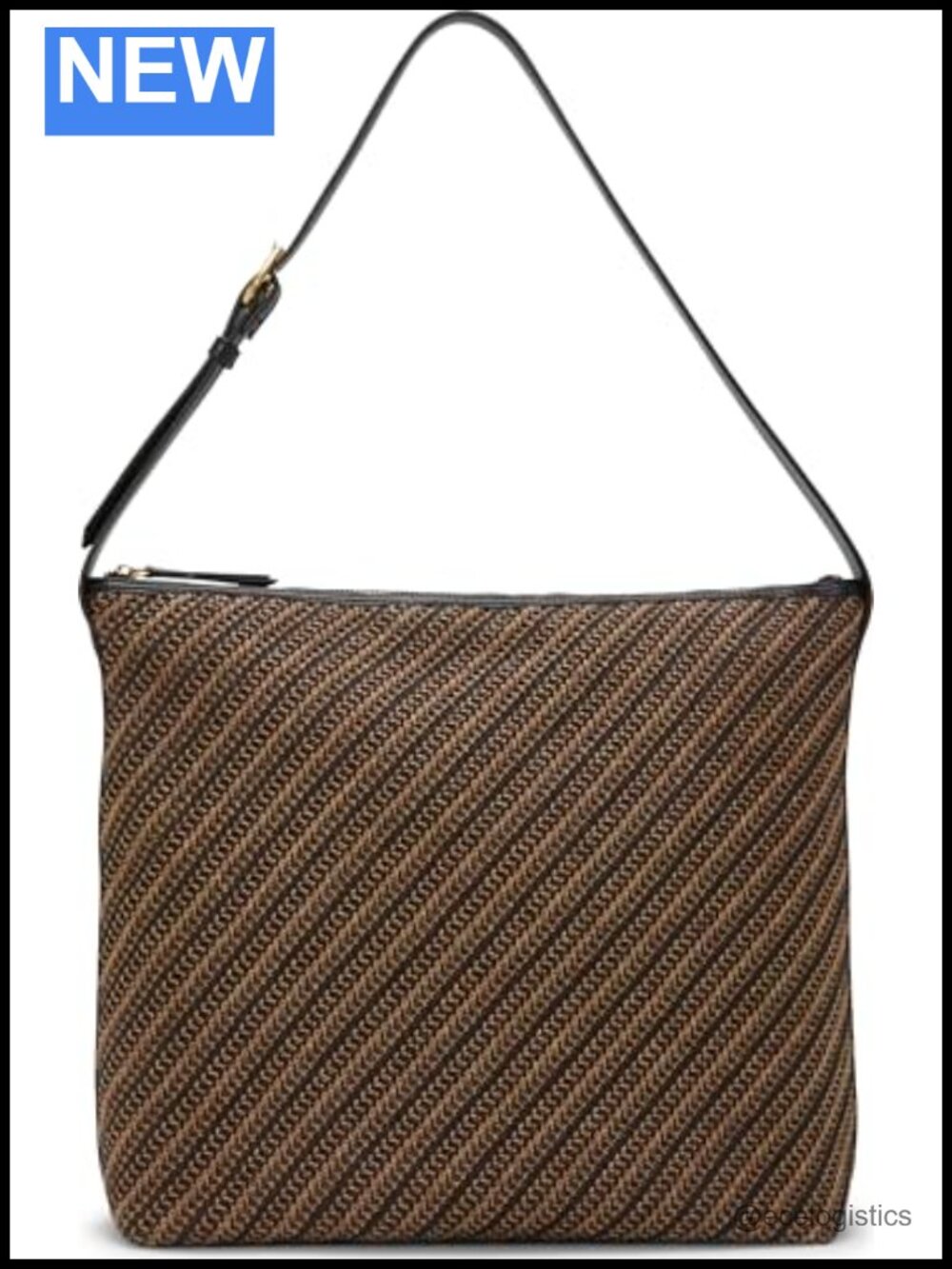 Vince Camuto Paula Woven Straw Shoulder Bag Adjustable Strap Zipper